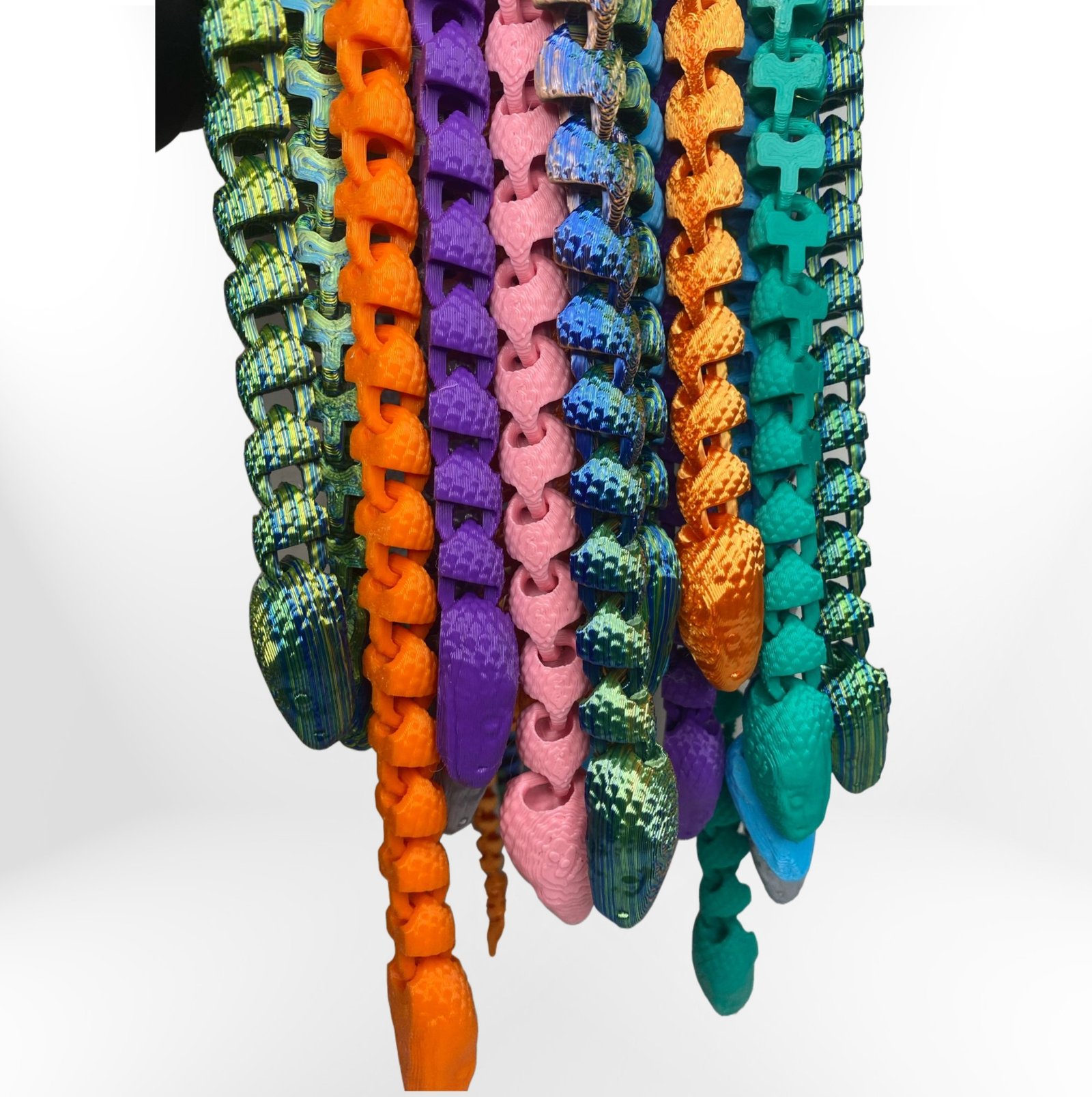 Colorful 3D printed Scaled Fidget Snakes; stress relief sensory toys Colorful 3D printed Scaled Fidget Snakes; stress relief sensory toys