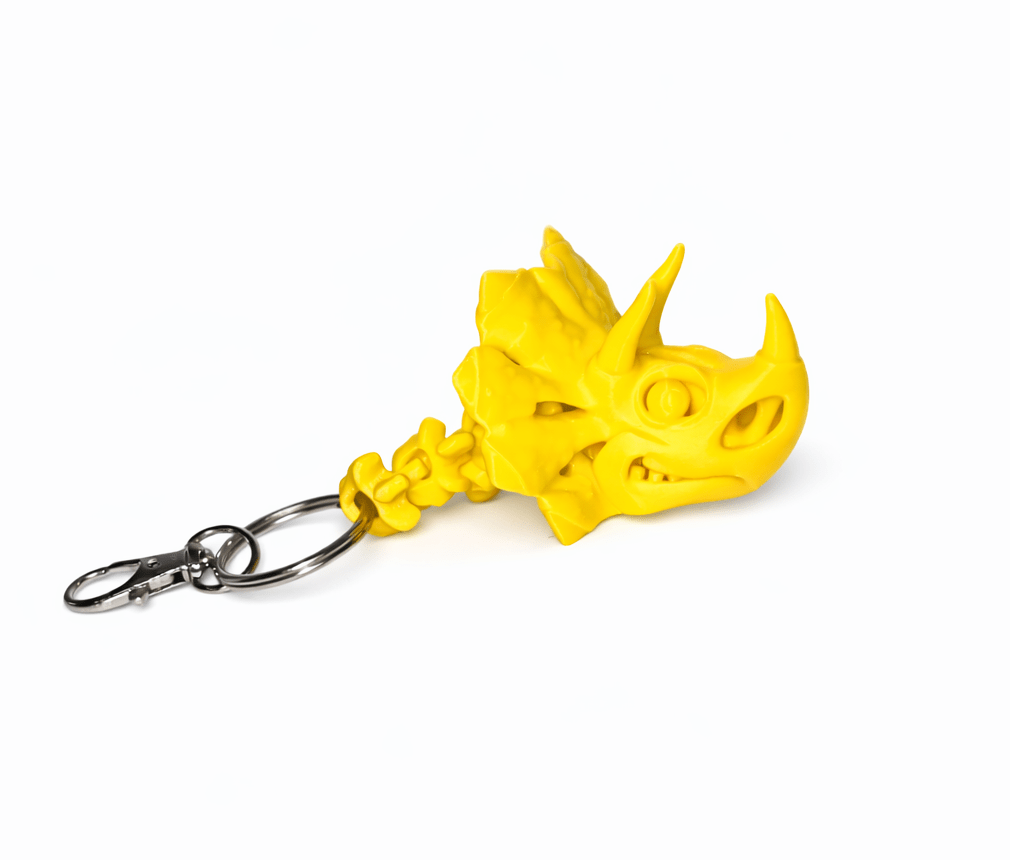 ChatGPT Image Mar 9 2026 01_21_31 PM Dinosaur Pack Jurassic World: Yellow triceratops skull keychain with metal ring