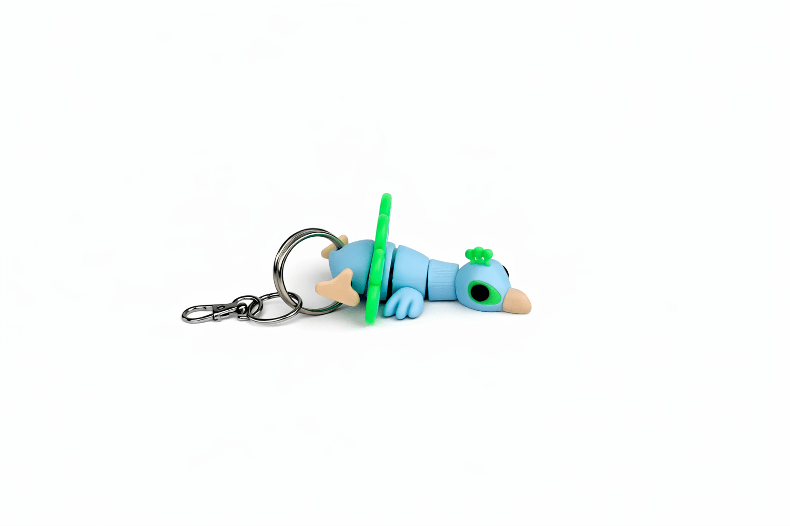 ChatGPT Image Mar 9 2026 01_22_32 PM Zoo Animals Bundle: Blue bird keychain with a green diving mask and metal keyring.