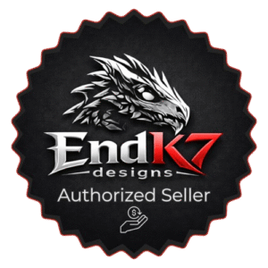EndK7 Designs Authorized Seller logo with dragon graphic