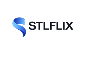 STFLIX logo with a blue abstract S shape