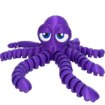 Articulated purple octopus toy with large blue eyes