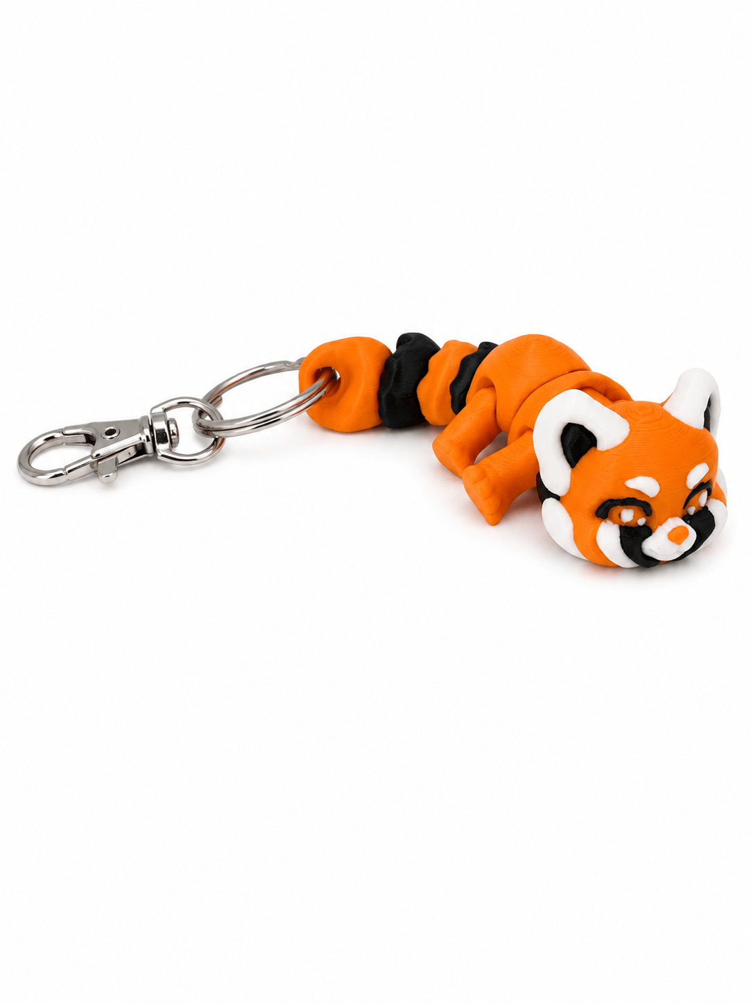 ChatGPT Image Jul 20 2026 02_48_23 PM Handmade red panda polymer clay keyring with a silver lobster clasp and segmented body.